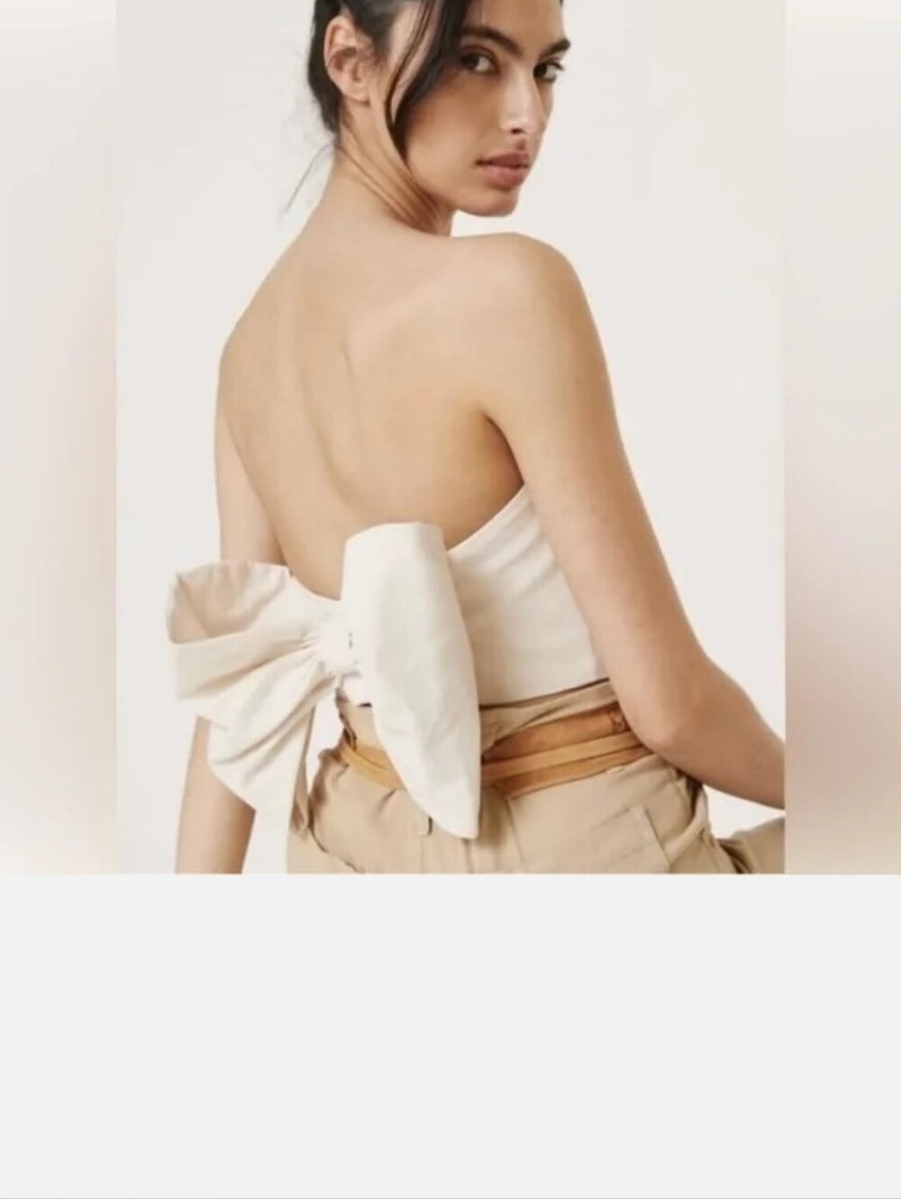 NWT Hutch Linen/cotton Ivory Strapless Crop Top with Back Bow Side Zipper Size 8